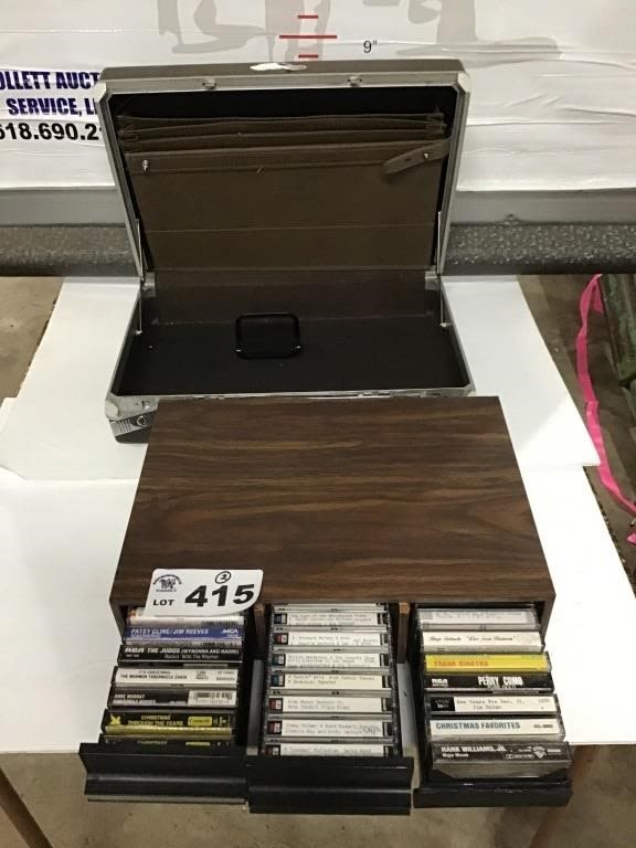 Lot 415: CASSETTE CASE W CASSETTES, SAMSONITE BRIEF CASE