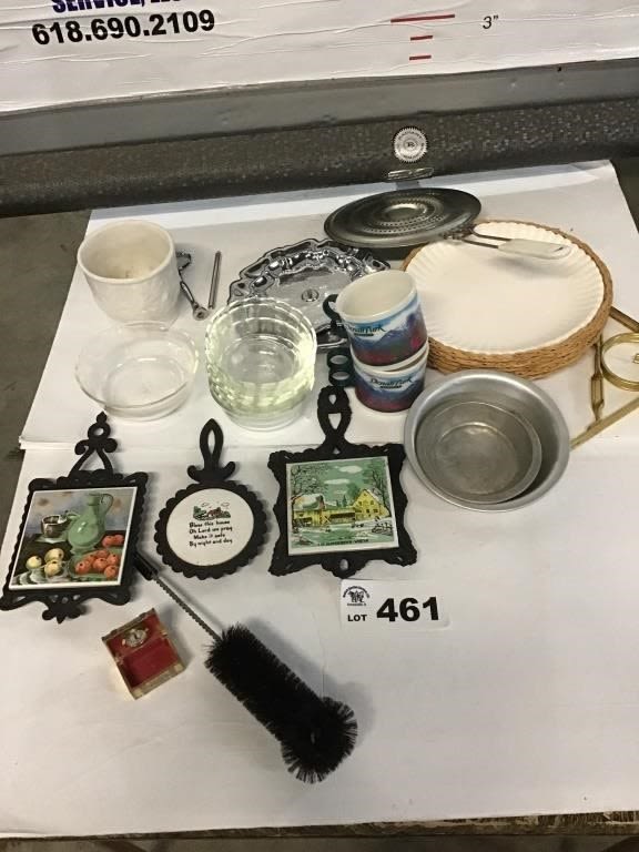 Lot 461: TRIVETS, WICKER PLATE HOLDERS, FIREKING BOWLS