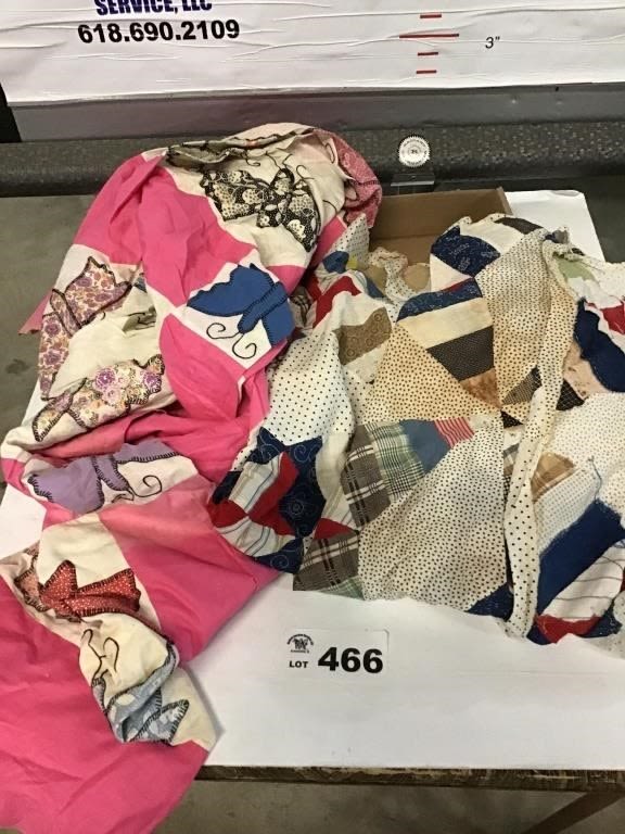 Lot 466: QUILT TOPS some staining on each