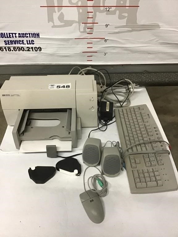 Lot 548: HEWLETT-PACKARD PACKARD PRINTER, KEYBOARD,