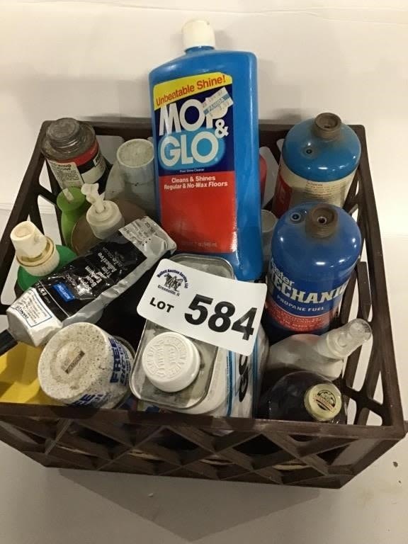 Lot 584: CHEMICALS, PROPANE TANKS, CLEANERS
