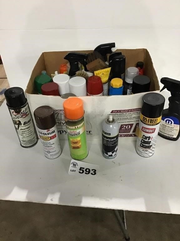 Lot 593: CHEMICALS, SPRAY PAINT, LUBRICANTS