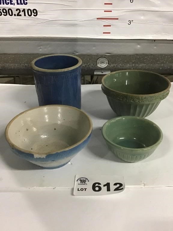 Lot 612: SALT GLAZED BOWLS, CROCK, CROCK BOWLS-some damage