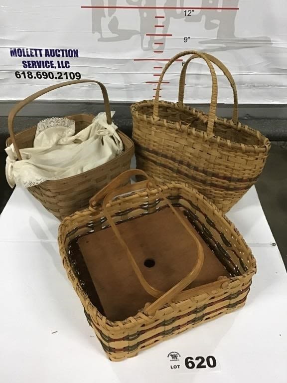 Lot 620: LONGABERGER BASKET, 2 HANDCRAFTED BASKETS