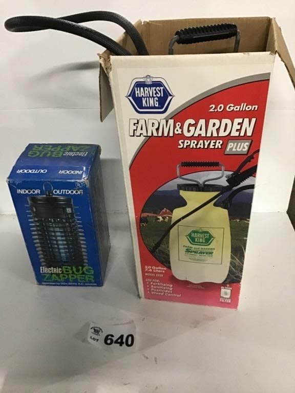 Lot 640: 2 GAL. GARDEN SPRAYER,  BUG ZAPPER