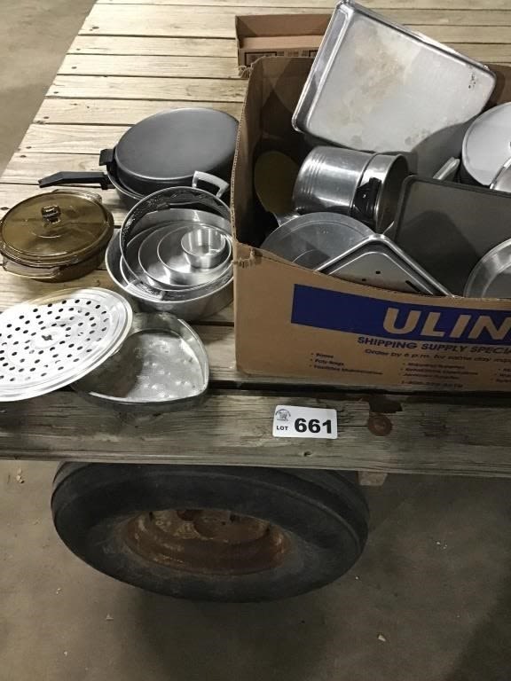 Lot 661: POTS, PANS COOKIE SHEETS, RACKS