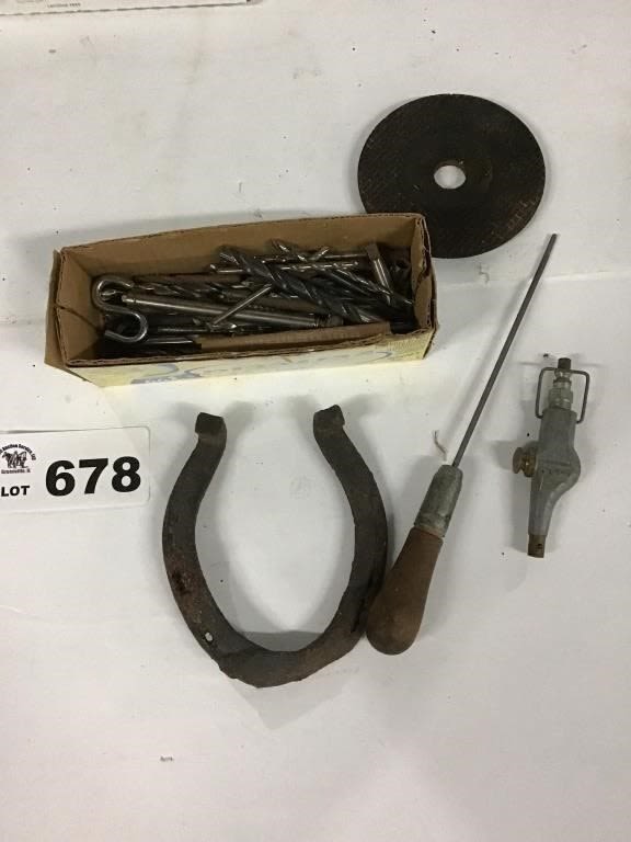 Lot 678: BITS, HORSESHOE, MISC TOOLS