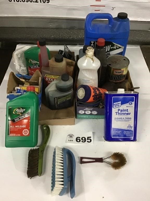 Lot 695: OILS, THINNER, MISC CHEMICALS