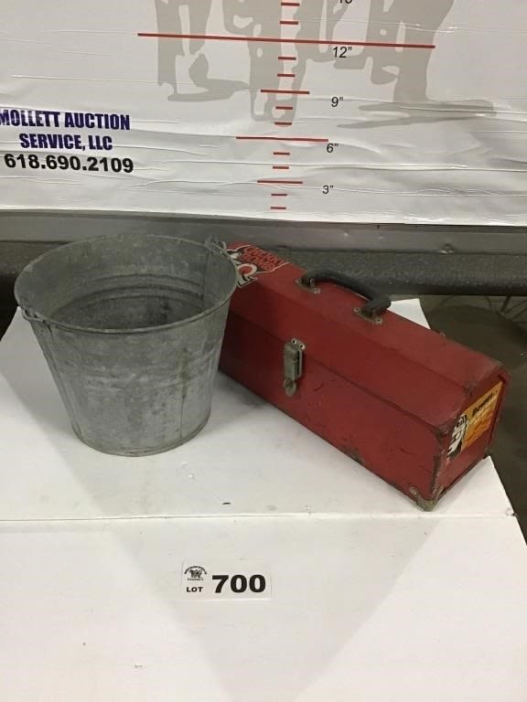 Lot 700: TOOL BOX, GALVANIZED BUCKET