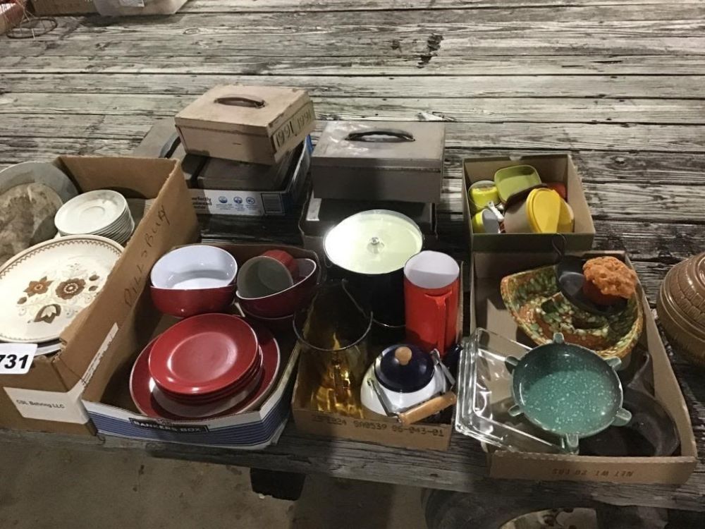Lot 731: DISHES, BOXES LOT