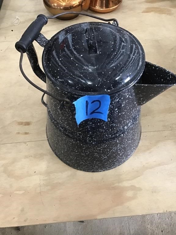 Lot 12: ENAMEL COFFEE POT