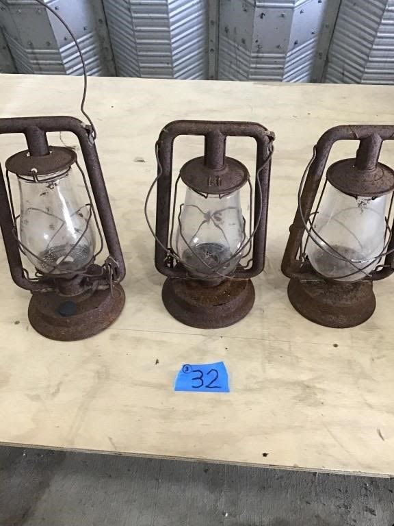 Lot 32: 3- RUSTY LANTERNS