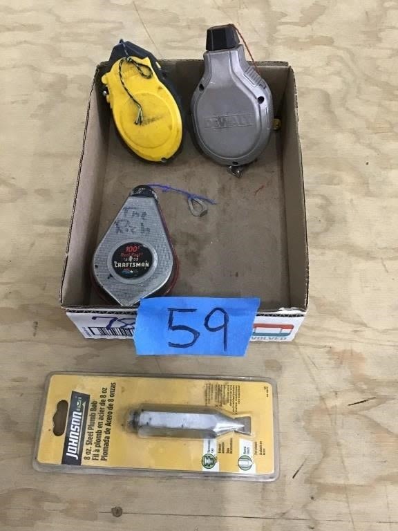Lot 59: PLUMB BOB,  CHAULK BOX