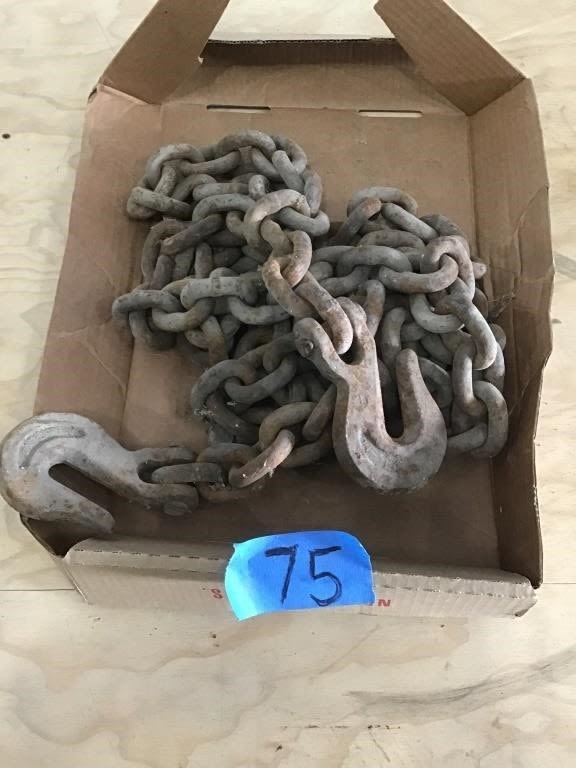 Lot 75: 12, FOOT LARGE CHAIN.  2. HOOKS