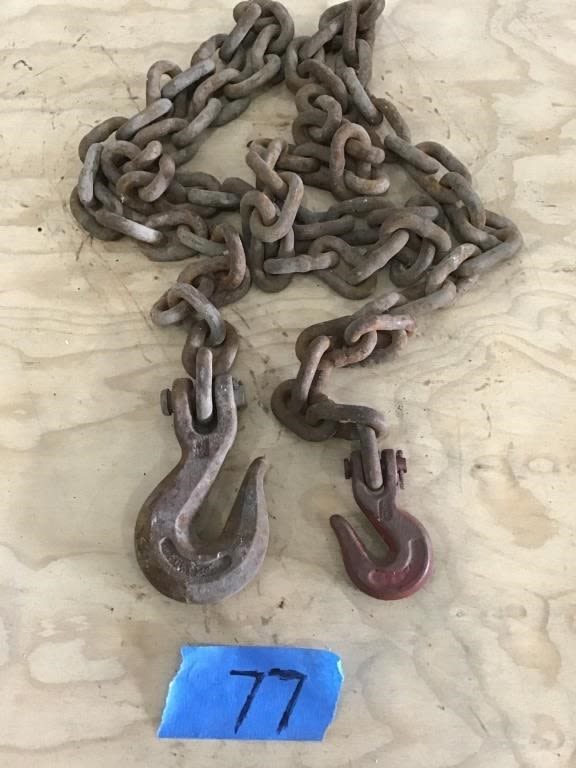 Lot 77: 9' FOOT CHAIN.  2  HOOKS