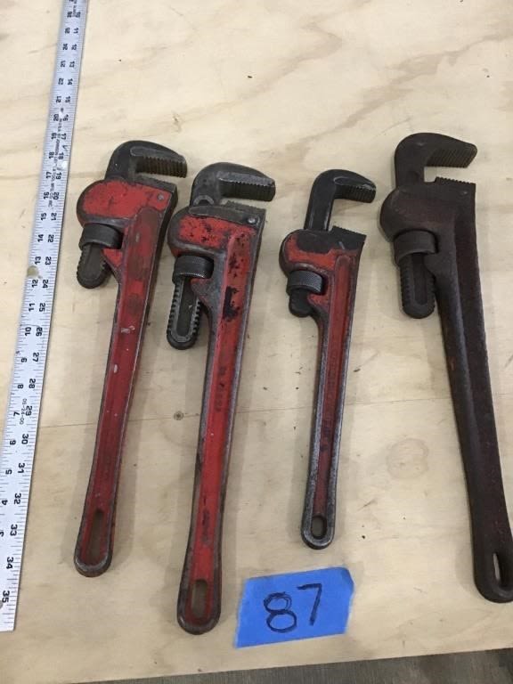 Lot 87: 4- PIPE WRENCHES