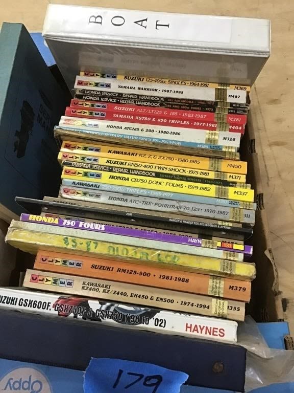 Lot 179: MOTORCYCLE MANUALS,  BOAT MANUALS