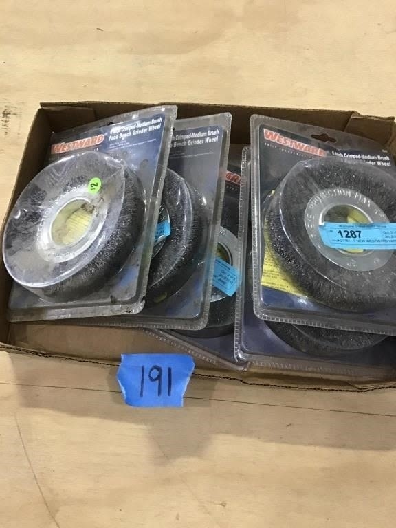 Lot 191: 5-  6 INCH WIRE WHEELS FOR BENCH GRINDER