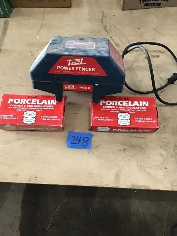 Lot 248: FENCE CHARGER,  INSULATERS