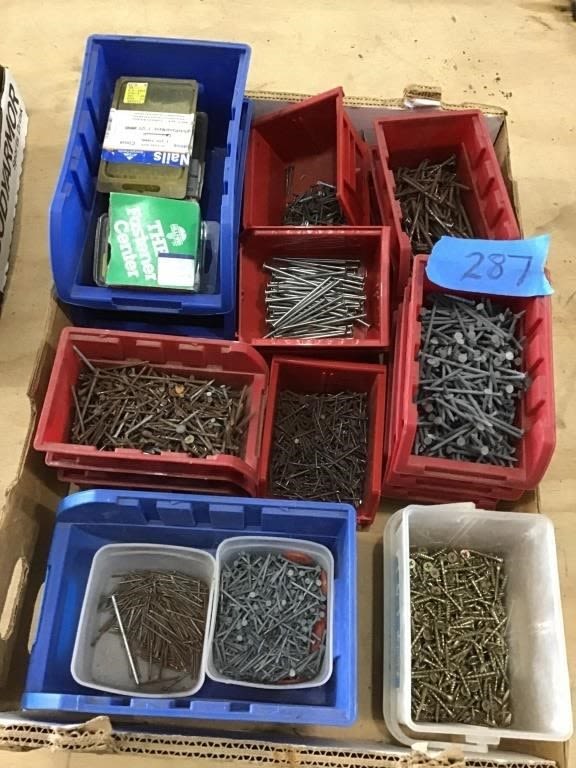 Lot 287: ASSORTMENT NAILS AND SCREWS