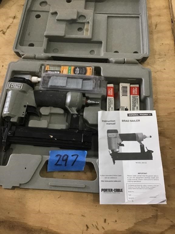 Lot 297: PORTER CABLE. PNEUMATIC BRAD NAILER