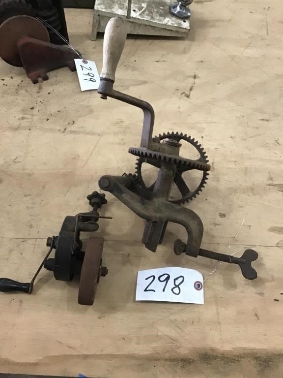 Lot 298: OLD HAND WINCH AND GRINDER
