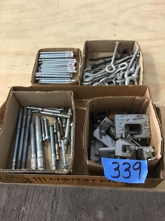 Lot 339: EYE BOLTS, CONCRETE ANCHORS, CLAMPS