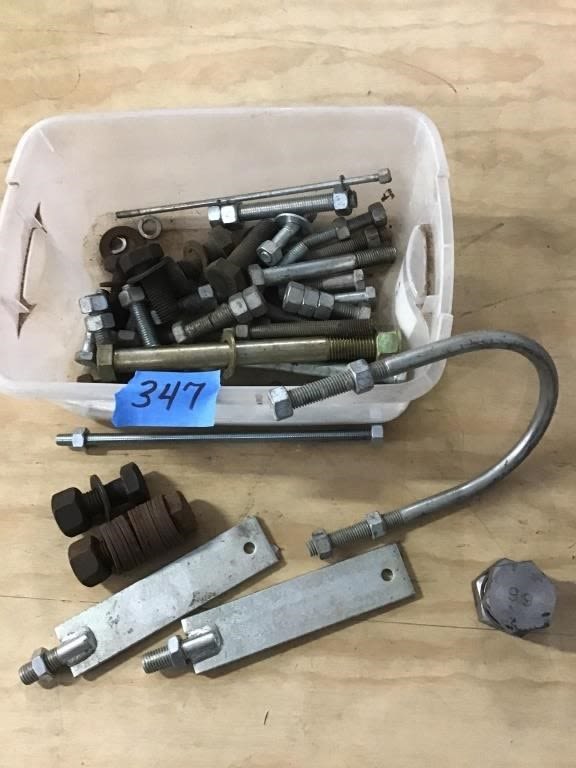 Lot 347: LARGE NUTS, BOLTS, WASHERS