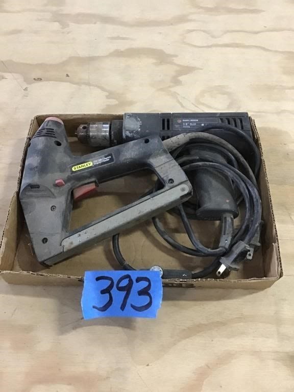 Lot 393: ELECTRIC DRILL, STAPLE GUN