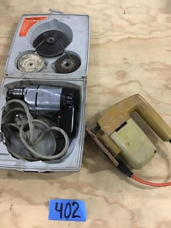 Lot 402: BLACK AND DECKER DRILL,  AND. JIG SAW