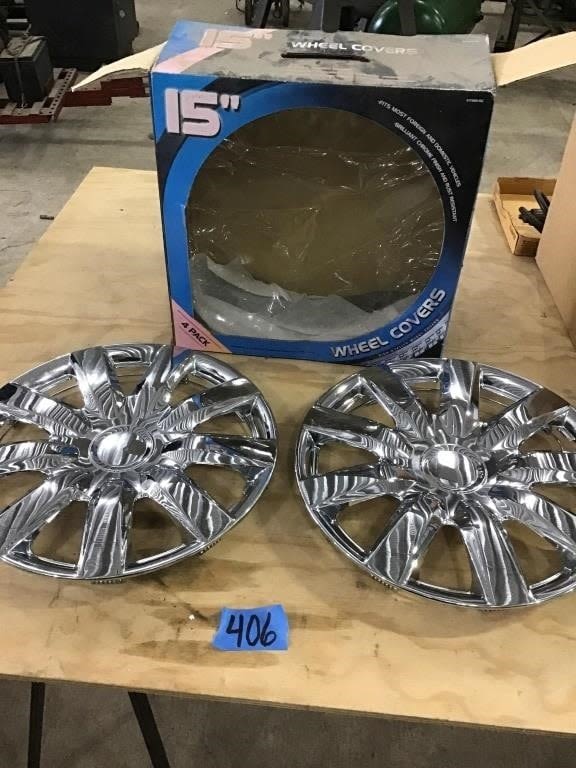 Lot 406: 2.  15 INCH. WHEEL COVERS