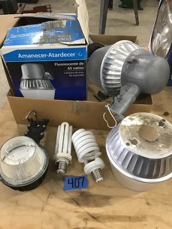 Lot 407: DUSK TO DAWN PARTS,   BULBS,