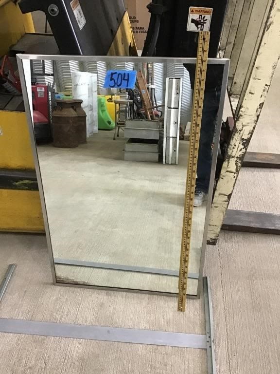 Lot 504: STAINLESS STEEL FRAMED MIRROR