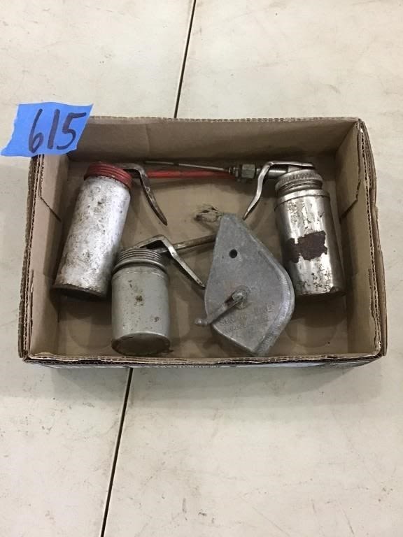 Lot 615: OIL CANS,  CHAULK BOX