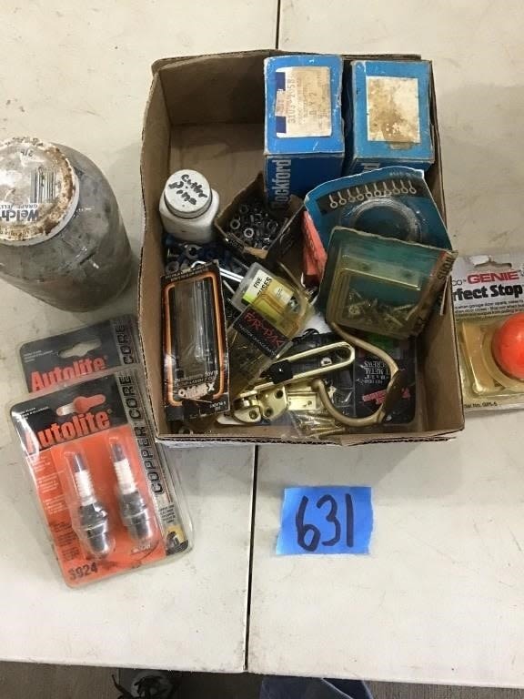 Lot 631: HARDWARE, SPARK PLUGS,
