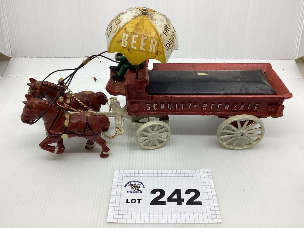 Lot 242: CAST IRON BEER WAGON - NO BARRELS