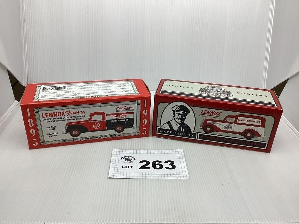 Lot 263: XLENNOX 100 YEAR TRUCK BANK / 1936 DODGE PANEL