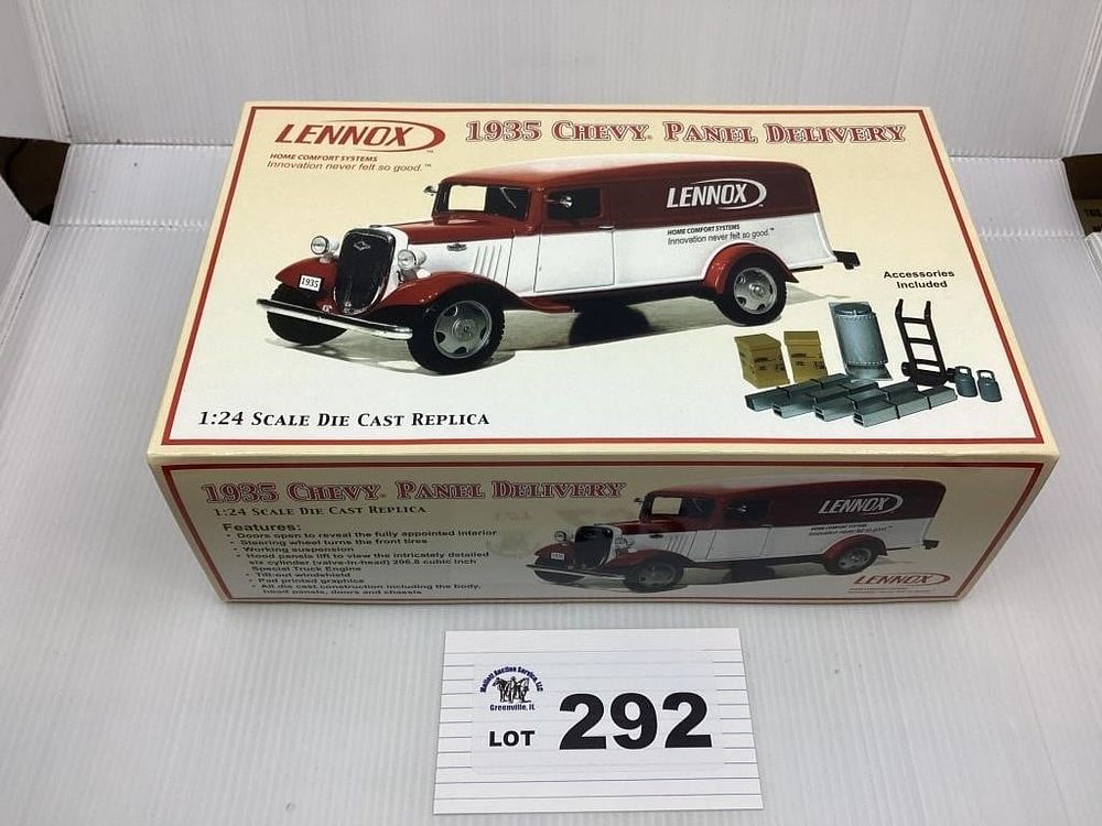 Lot 292: 1:24 SCALE LENNOX 1935 CHEVY PANEL DELIVERY