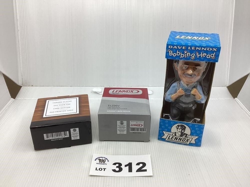 Lot 312: DAVE LENNON BOBBING HEAD / LENNOX COASTER SET