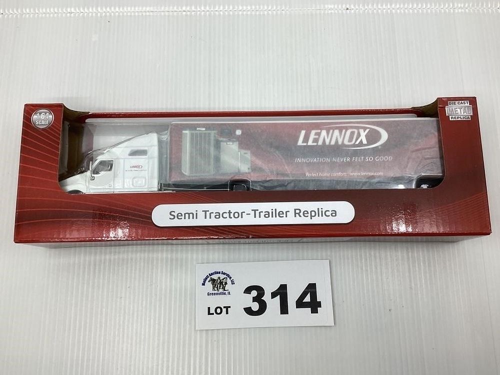 Lot 314: 1:64 SCALE LENNOX TRACTOR-TRAILER REPLICA