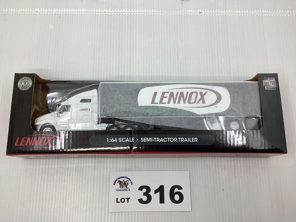 Lot 316: 1:64 SCALE LENNOX SEMI TRACTOR TRAILER