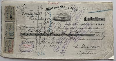Brazil Pernambuco Wilson, Sons & Co Bill of Exchange 1917. # 40/61 Wilson Sons still exists as a 