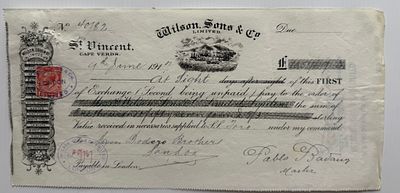 Portuguese Africa Cape Verde 'Wilson, Sons & Co Bill of Exchange 1917. 40/82