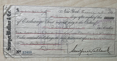Sawyer Wallace & Co 1890 New York Bill of Exchange - Heidelbach, Ickelheimer