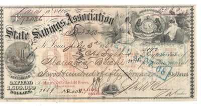 State Savings Association St. Louis, Missouri 1868 Bill of Exchange payable in Paris via 