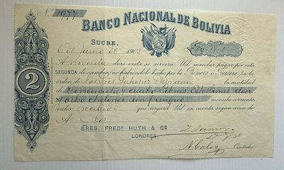 Bolivia, Banco Nacional de Bolivia, Bill of Exchange, Sucre, 1903, 434.20 bolivianos. Second