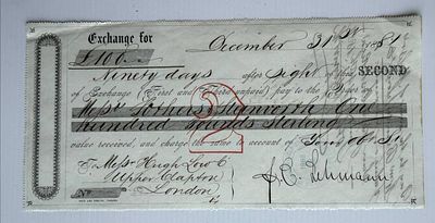 Costa Rica, San Jose, Steinworth & Co, Bill of Exchange, 1881, &pound;100 Sterling. A rare and 