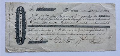 Cuba Julián Quadreny y Ca. bill of exchange Batabanó 1903 200 pesetas. Scarce 1903 Cuban bill of