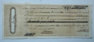 Mexico Private Draft Durango 1858 200 Pesos Silver. Beautifully engraved draft from Durango