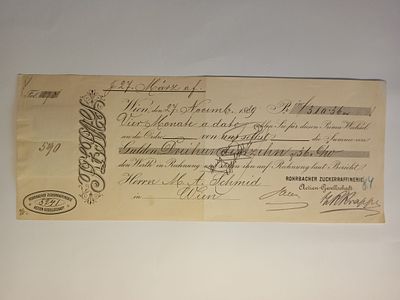 Austria, Rohrbacher Zuckerraffinerie AG, Promissory Note, Vienna, 310.36 Gulden, 1869. A 